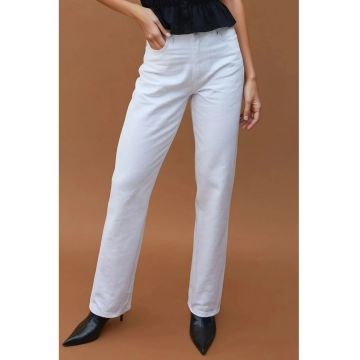 Blugi dama  talie inalta - croiala dreapta - alb - denim