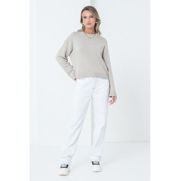 Blugi drepti din bumbac organic cu cusatura contrastanta