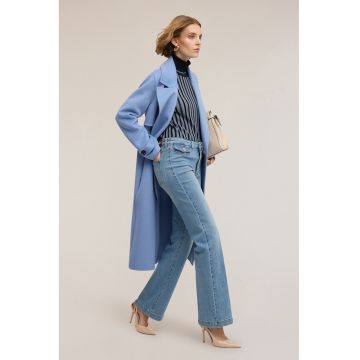 Blugi evazati cu pliuri - Albastru