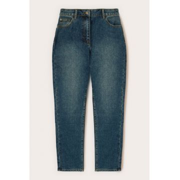Blugi mom-fit cu aspect decolorat