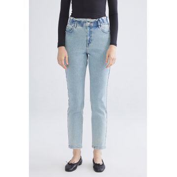Blugi relaxed fit cu talie inalta