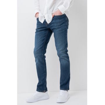 Blugi slim fit cu aspect decolorat