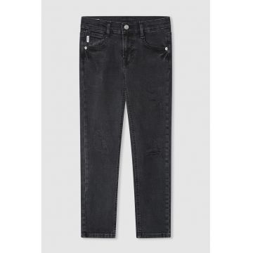 Blugi slim fit cu aspect deteriorat