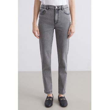 Blugi slim fit cu talie inalta