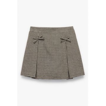 Fusta-pantalon scurta cu model in carouri