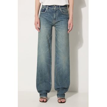 Kenzo jeansi Asagao Regular Waist Fit Jeans femei high waist, FE62DP2166S7.DY