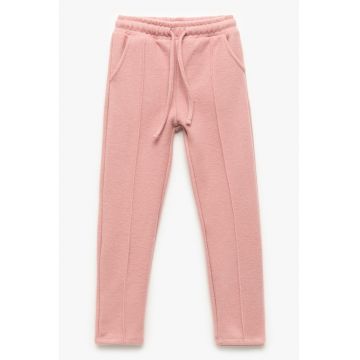 Pantaloni de trening cu model uni si snur de ajustare