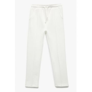Pantaloni de trening cu model uni si snur de ajustare
