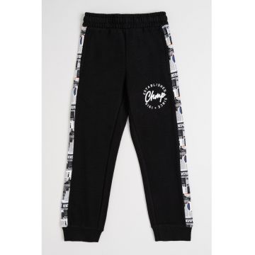 Pantaloni de trening din amestec de bumbac cu segmente laterale