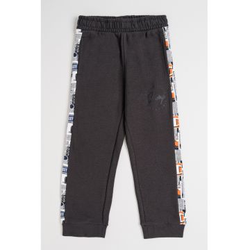 Pantaloni de trening din amestec de bumbac cu segmente laterale