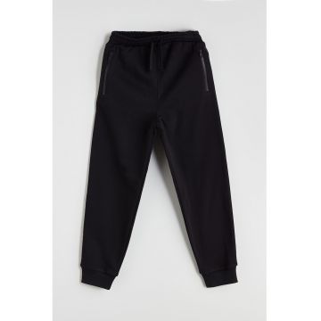 Pantaloni de trening din amestec de bumbac cu talie elastica