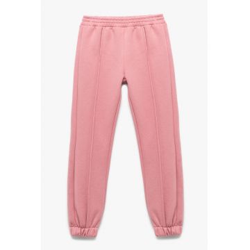 Pantaloni de trening din amestec de bumbac cu talie elastica