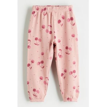 Pantaloni de trening din material fleece cu model