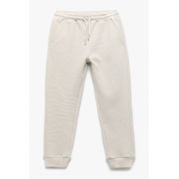 Pantaloni de trening striati din amestec de bumbac
