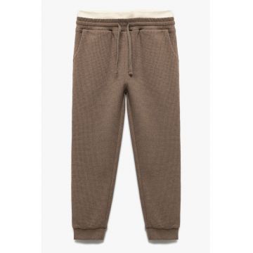 Pantaloni din amestec de bumbac cu snururi