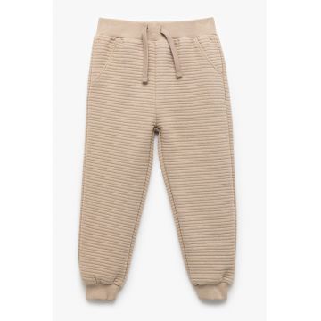 Pantaloni striati de trening cu talie ajustabila