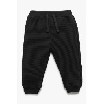 Pantaloni striati de trening cu talie ajustabila