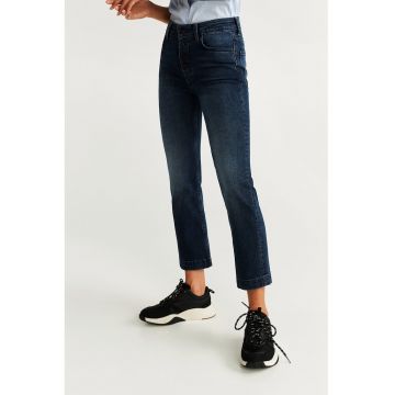 Blugi crop - cu talie inalta Buttons