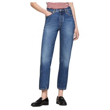 Blugi crop cu talie inalta