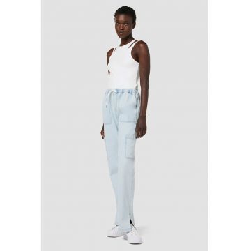 Blugi cu croi drept cargo - cu elastic în talie