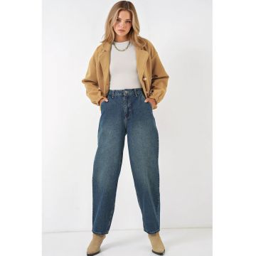 Blugi dama -  talie inalta - croiala larga - bleumarin - denim