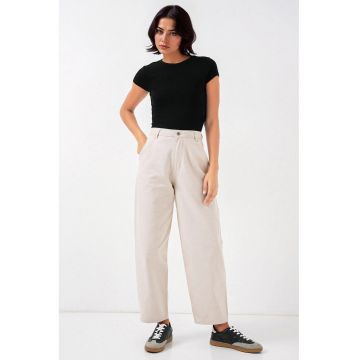Blugi dama  talie inalta - croiala lejera - ecru - denim