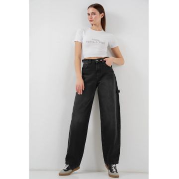Blugi dama  talie inalta - croiala lejera - negri - denim