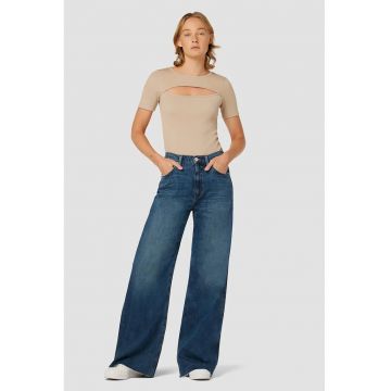 Blugi din denim soft cu terminație tip deteriorată
