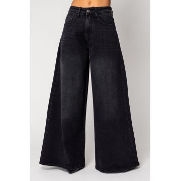 Blugi elastic largi din denim Black 18030