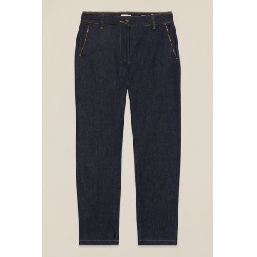 Blugi regular fit cu cusaturi contrastante