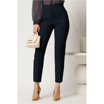 Pantalon bleumarin din stofa cu croi conic