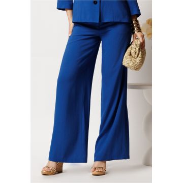 Pantaloni albastri din viscoza evazati