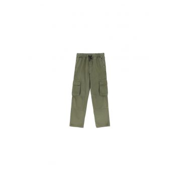 Pantaloni cargo baieti  bumbac - cu buzunare - verde