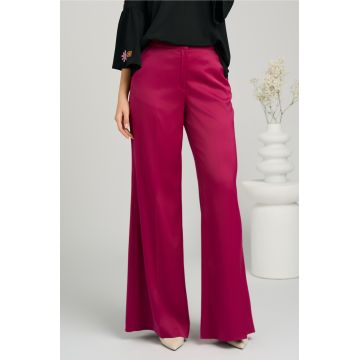 Pantaloni DY Fashion eleganti din fucsia magenta cu croi evazat Pantaloni DY Fashion eleganti din fucsia magenta cu croi evazat