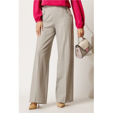 Pantaloni DY Fashion gri lejeri cu buzunare si nasturi decorativi