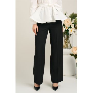 Pantaloni Moze office din stofa negri cu croi lejer Pantaloni Moze office din stofa negri cu croi lejer