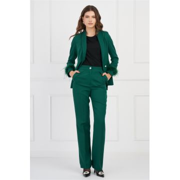 Pantaloni Moze verzi cu dunga si buzunare Pantaloni Moze verzi cu dunga si buzunare