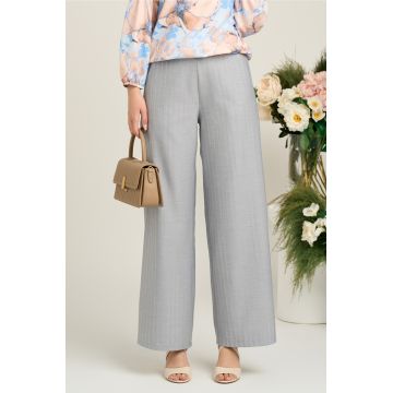 Pantaloni smart-casual din viscoza gri cu paiete