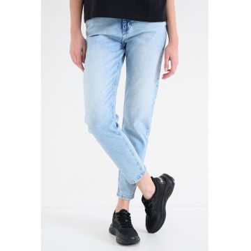 Blugi crop cu croiala conica si talie medie Brooks