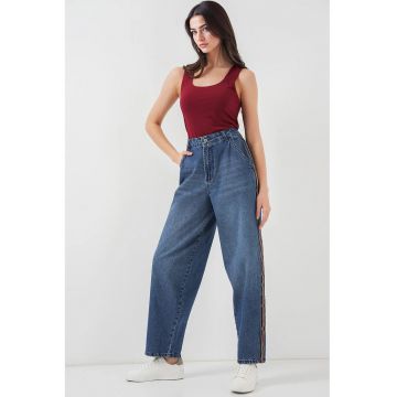 Blugi dama -  BDART - talie inalta - croiala larga - bleumarin - denim