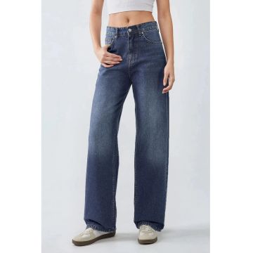 Blugi dama -  talie inalta - croiala dreapta - denim - albastru