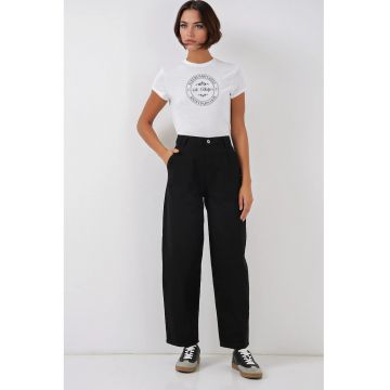 Blugi dama  talie inalta - croiala lejera - negru - denim