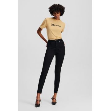 Blugi skinny crop cu talie inalta