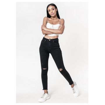 Blugi slim dama cu detalii rupte - Albastru P501-8 M10 18390
