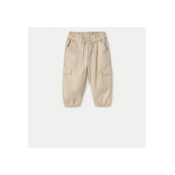 Pantaloni copii -  model 1571 - bumbac si lyocell - bej -