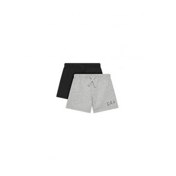 Pantaloni copii -  negru - gri - bumbac - poliester - 2 bucati