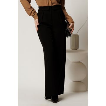 Pantaloni dama negri evazati cu buzunare