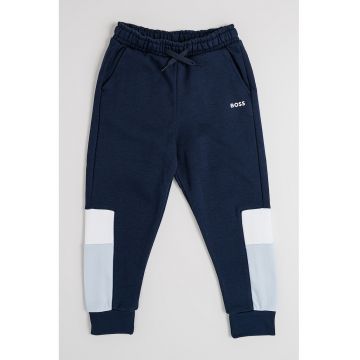 Pantaloni de trening cu snur si model colorblock