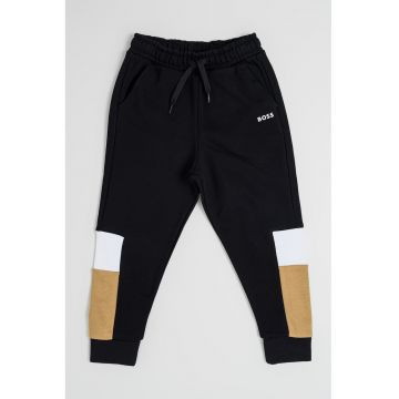 Pantaloni de trening cu snur si model colorblock