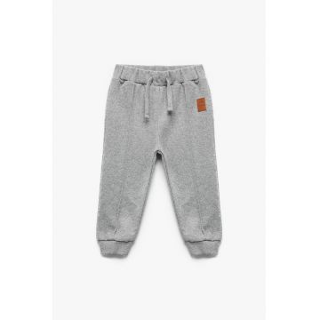 Pantaloni de trening din amestec de bumbac cu model uni